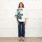 Dries Van Noten Cream Green Floral Shortsleeve Sweatshirt
