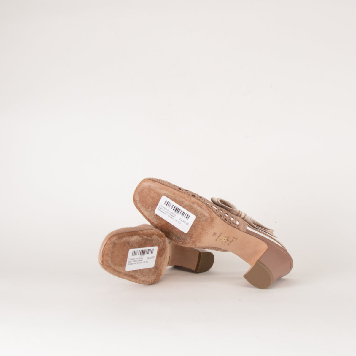 Christian Dior Beige Mesh D-Moi Heeled Slingbacks