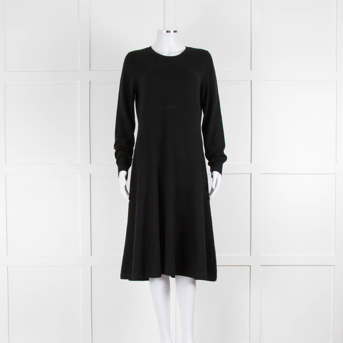 Ralph Lauren Black Soft Knit Fit and Flare Midi Dress