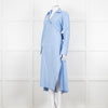 Eudon Choi Blue Cotton Button Up Asymmetric Shirt Dress