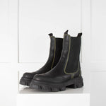 Ganni Chunky Chelsea Boot with Yellow Stitching