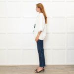 Dries Van Noten Cream Green Floral Shortsleeve Sweatshirt