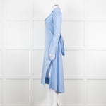 Eudon Choi Blue Cotton Button Up Asymmetric Shirt Dress
