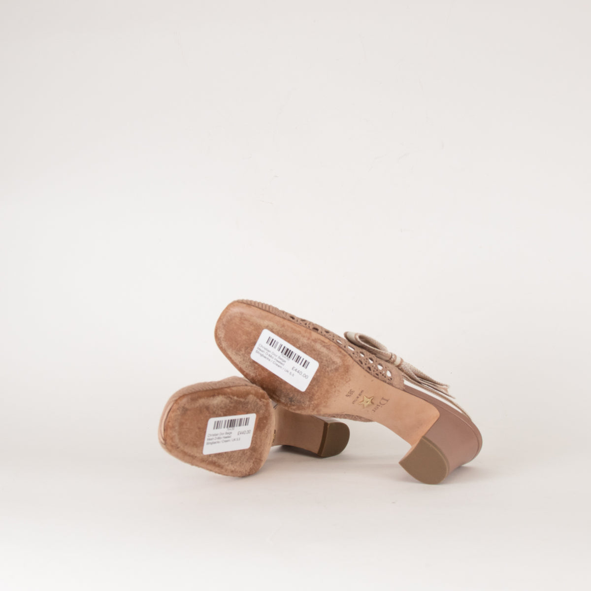 Christian Dior Beige Mesh D-Moi Heeled Slingbacks