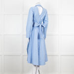 Eudon Choi Blue Cotton Button Up Asymmetric Shirt Dress