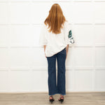 Dries Van Noten Cream Green Floral Shortsleeve Sweatshirt