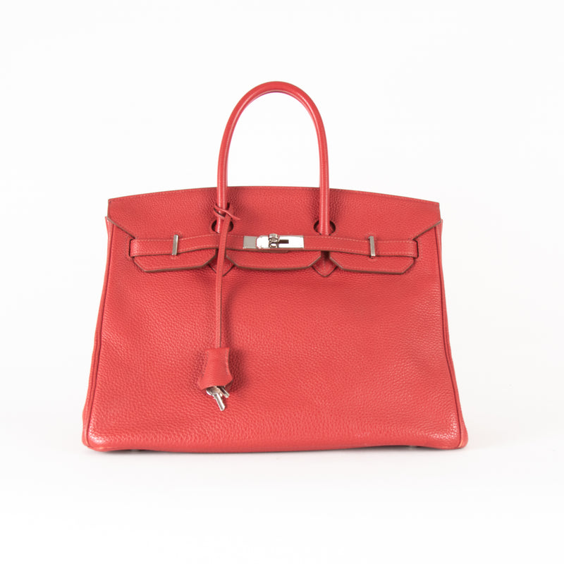 Hermes Birkin 35 Bag In Rouge Casaque Togo Leather Palladium Hardware