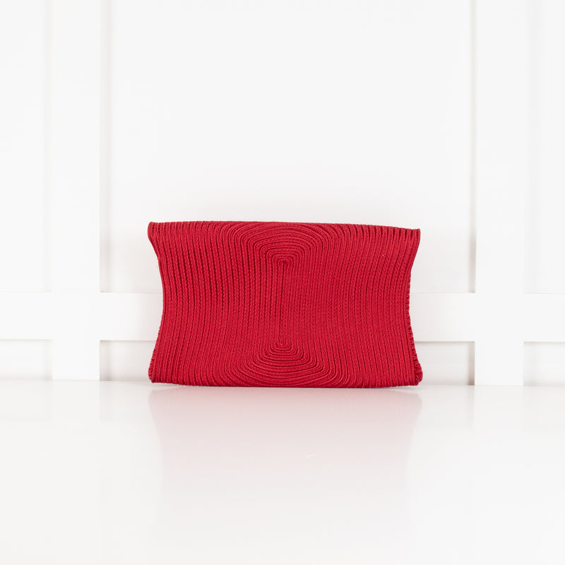 Shanghai Tang Red Braided Gold Chain Clutch