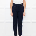 Veronica Beard Blue Trousers Renzo Pant Gold Buttons