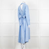 Eudon Choi Blue Cotton Button Up Asymmetric Shirt Dress