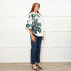 Dries Van Noten Cream Green Floral Shortsleeve Sweatshirt