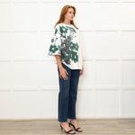 Dries Van Noten Cream Green Floral Shortsleeve Sweatshirt