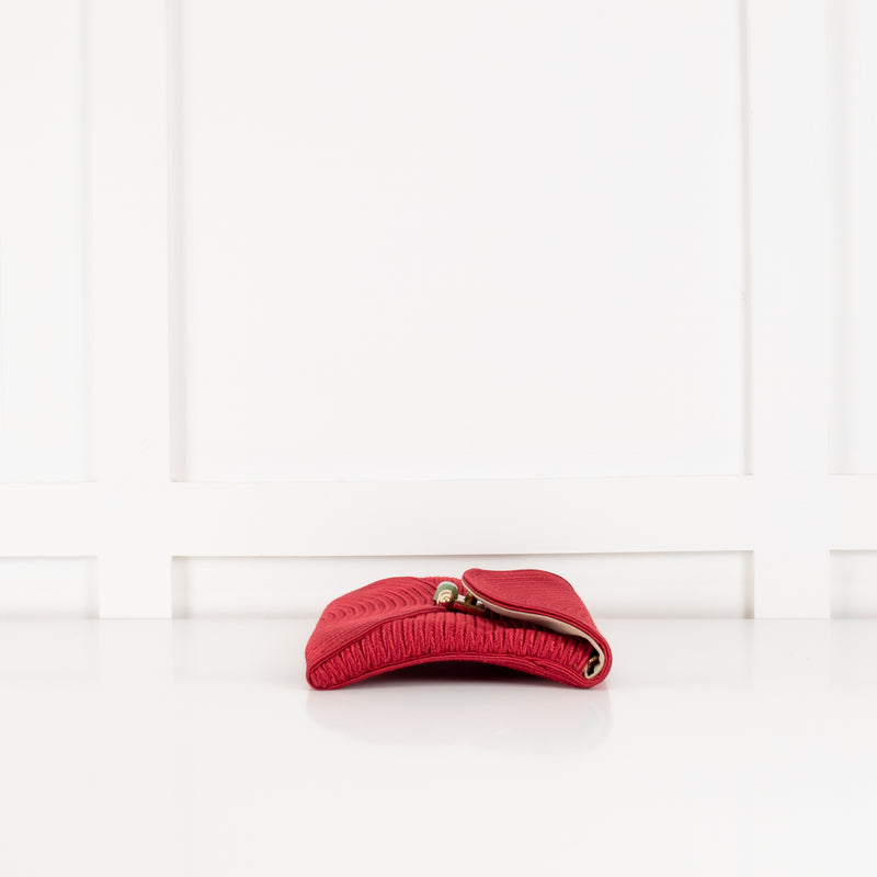 Shanghai Tang Red Braided Gold Chain Clutch