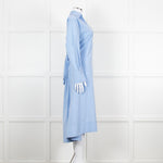 Eudon Choi Blue Cotton Button Up Asymmetric Shirt Dress