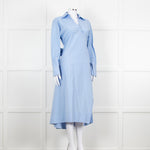 Eudon Choi Blue Cotton Button Up Asymmetric Shirt Dress