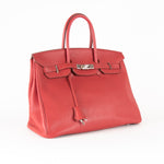 Hermes Birkin 35 Bag In Rouge Casaque Togo Leather Palladium Hardware
