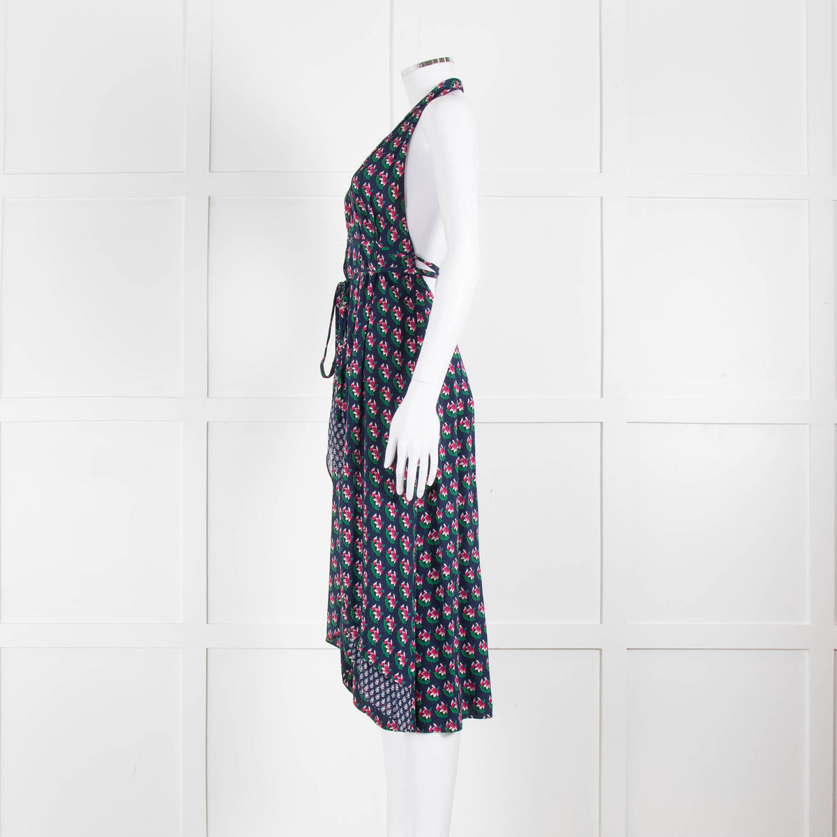 Diane Von Furstenberg Blue And Pink Halter Neck Dress