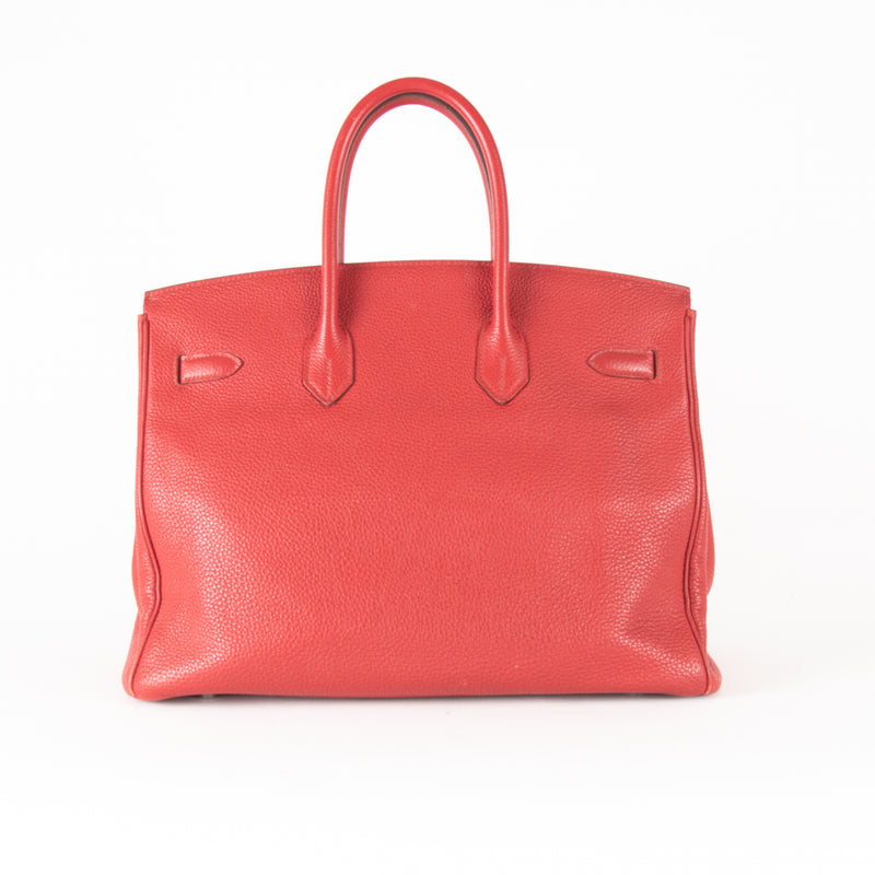 Hermes Birkin 35 Bag In Rouge Casaque Togo Leather Palladium Hardware