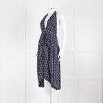 Diane Von Furstenberg Blue And Pink Halter Neck Dress
