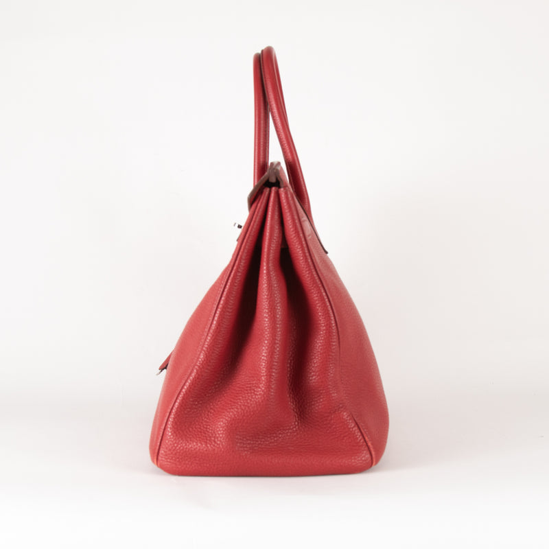 Hermes Birkin 35 Bag In Rouge Casaque Togo Leather Palladium Hardware
