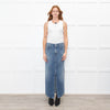 Agolde Pale Blue Denim Long Skirt With Front Split