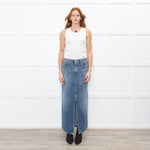 Agolde Pale Blue Denim Long Skirt With Front Split