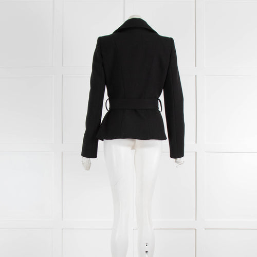 Dolce & Gabbana Black Belted Pointy Collar Jacket