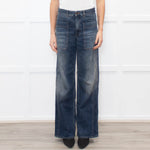 Me + Em Dark Blue Flared Jeans With Front Pockets