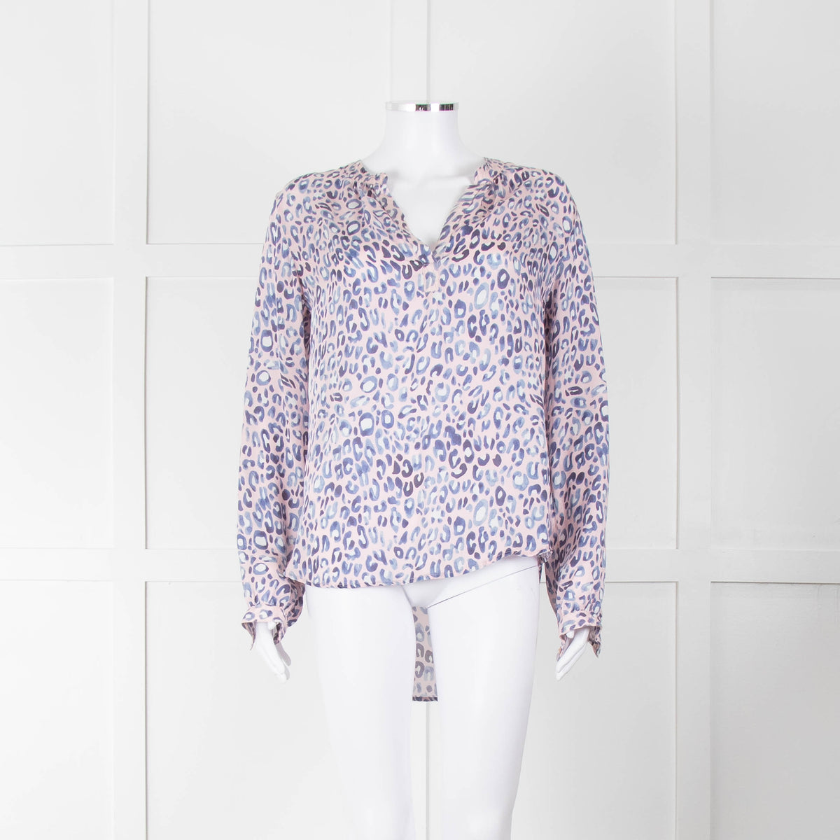 Primrose Park Pink Blue Leopard Print Blouse