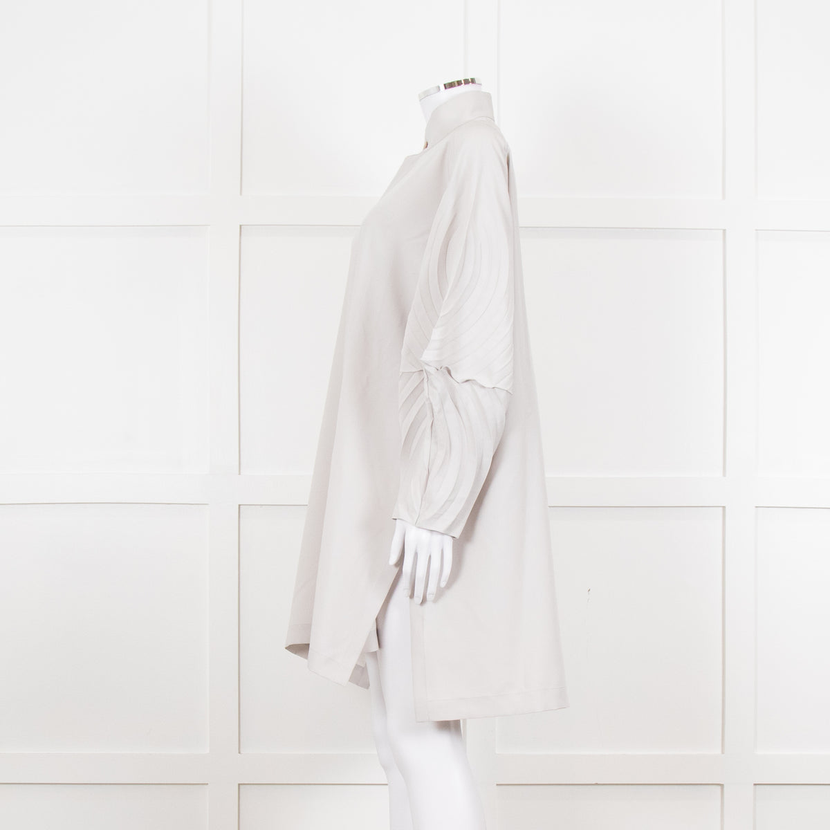 Issey Miyake Grey Pleated Sleeve Longline Jacket