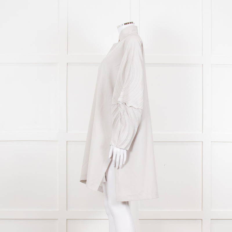 Issey Miyake Grey Pleated Sleeve Longline Jacket
