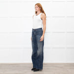 Me + Em Dark Blue Flared Jeans With Front Pockets
