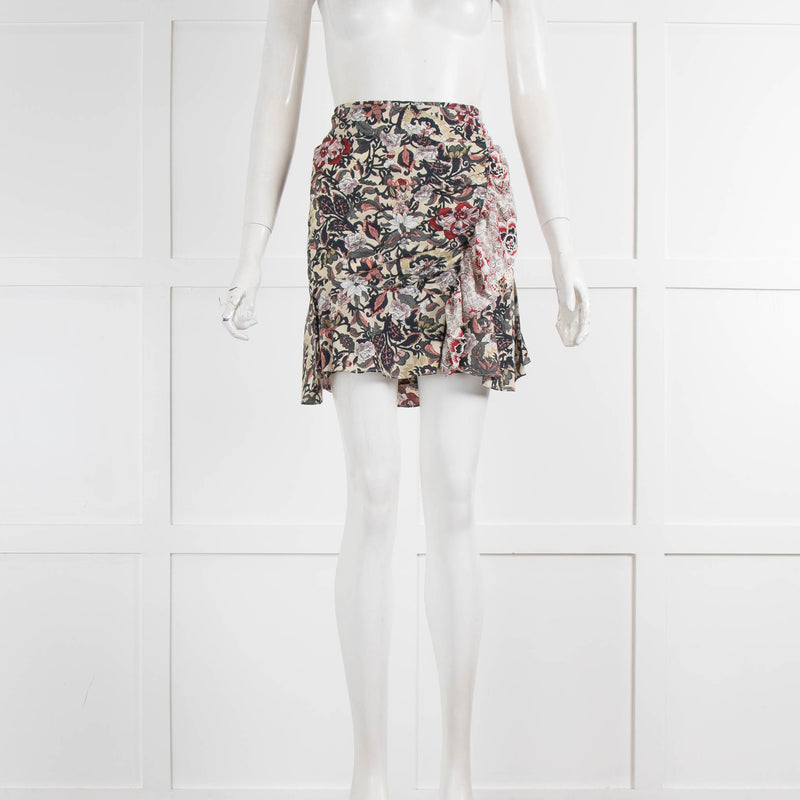Etoile By Isabel Marant Cream Grey Red Floral Mini Skirt