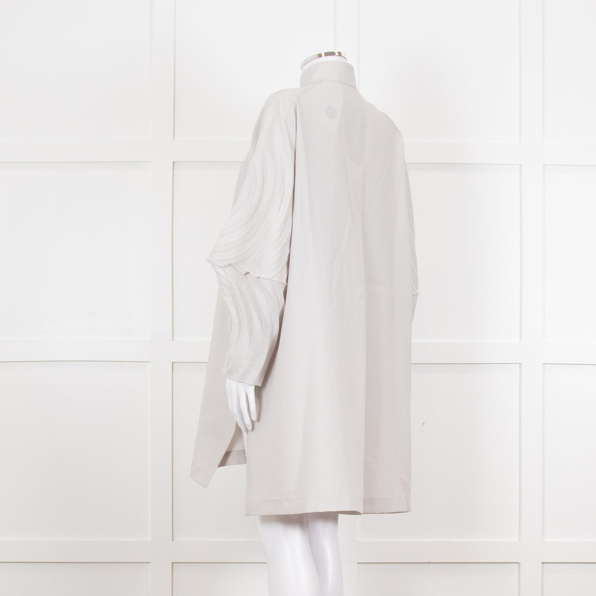 Issey Miyake Grey Pleated Sleeve Longline Jacket