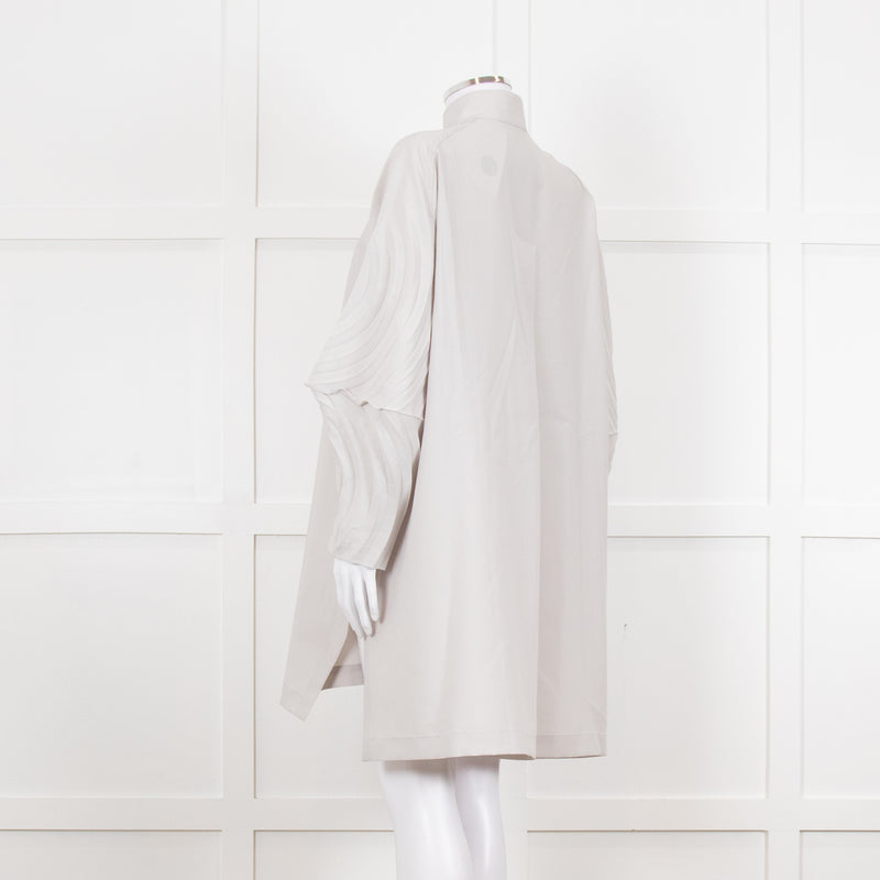 Issey Miyake Grey Pleated Sleeve Longline Jacket