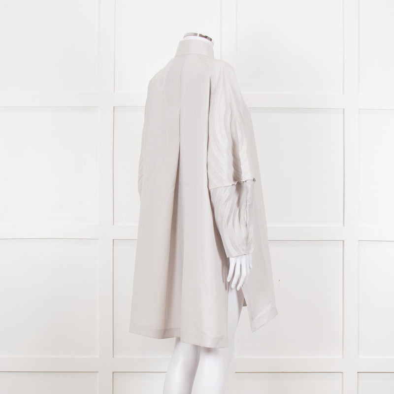 Issey Miyake Grey Pleated Sleeve Longline Jacket