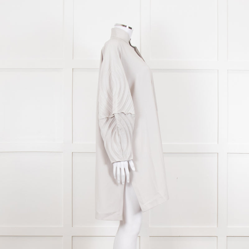 Issey Miyake Grey Pleated Sleeve Longline Jacket