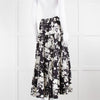 Maje Black and Cream Floral Tiered Maxi Skirt