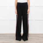 Me + Em Black Wide Leg Trousers with Knitted Side Stripe