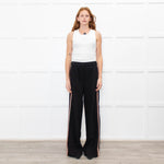 Me + Em Black Wide Leg Trousers with Knitted Side Stripe