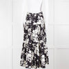 Maje Black and Cream Floral Tiered Maxi Skirt
