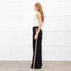 Me + Em Black Wide Leg Trousers with Knitted Side Stripe