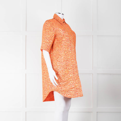 Markus Lupfer Orange, Red Gold Thread Shirt Dress