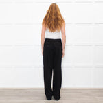 Me + Em Black Wide Leg Trousers with Knitted Side Stripe