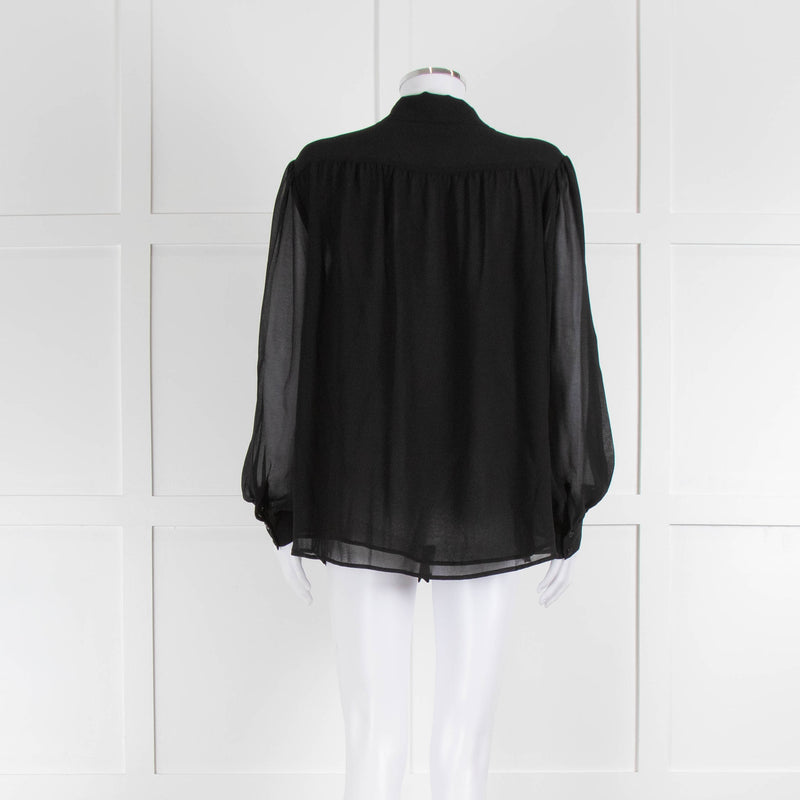 Somerset by Alice Temperley Black Tie Neck Blouse