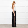 Me + Em Black Wide Leg Trousers with Knitted Side Stripe