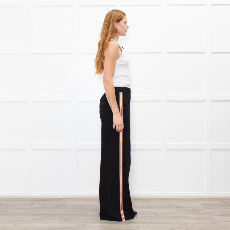 Me + Em Black Wide Leg Trousers with Knitted Side Stripe