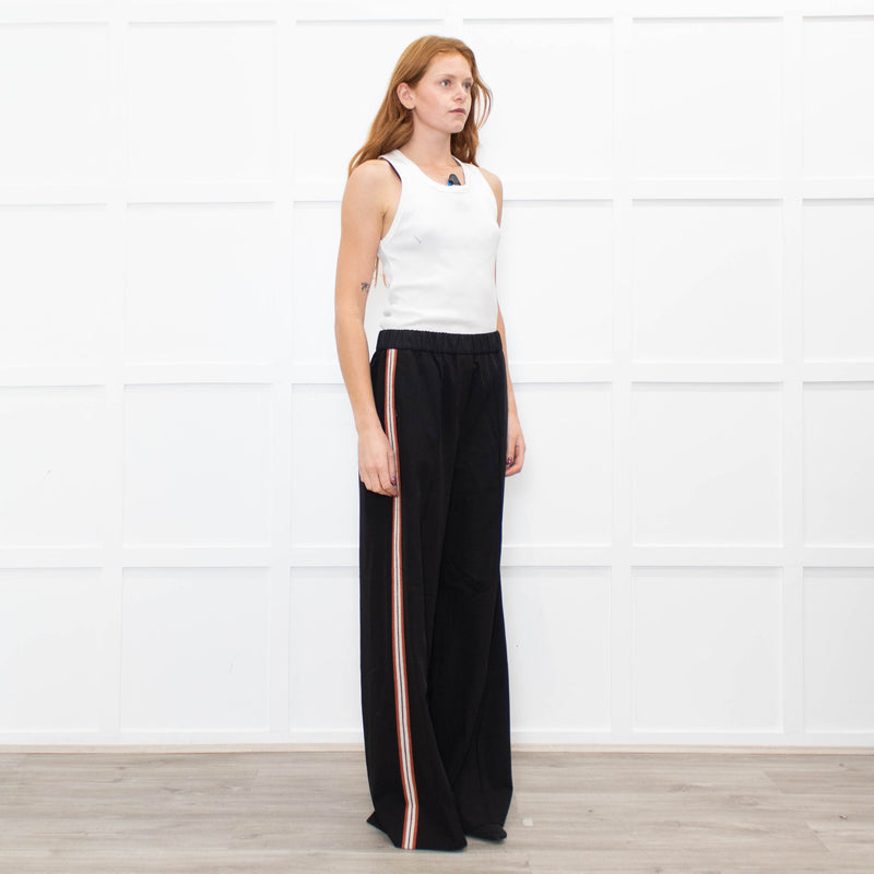 Me + Em Black Wide Leg Trousers with Knitted Side Stripe