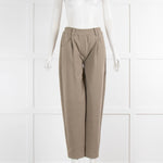 Brunello Cucinelli Olive Green Jersey Elasticated Waist Trousers