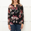 Pinko Black Pink Floral Sheer Long Sleeve Blouse